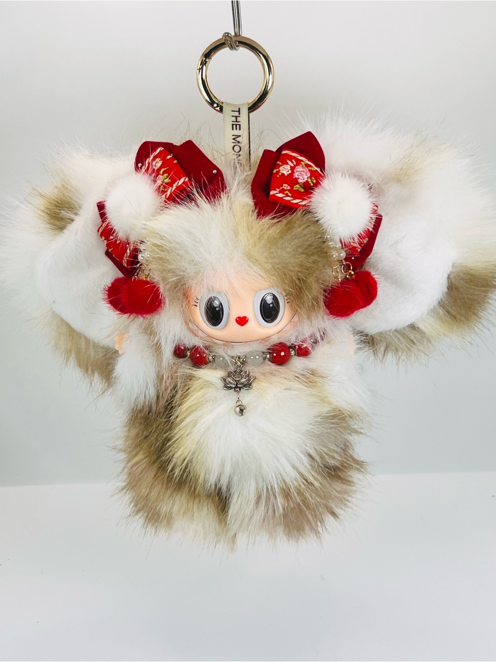 (12) Furry Doll Keychain Bag Charm with Red Accents